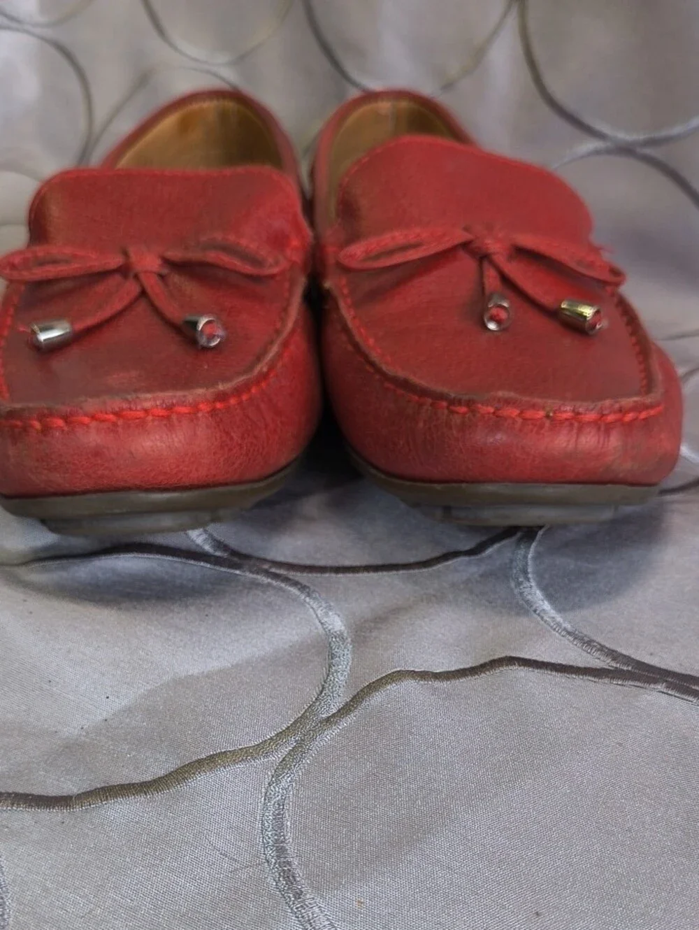 MJNY Marc 7003 Joseph Red All Leather Tie-Front Moccasin Loafer RG9 AB